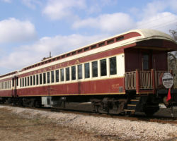 This open end observation car brings up the rear of the train