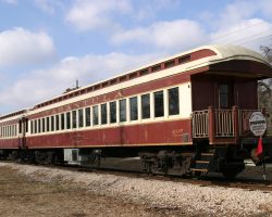 This open end observation car brings up the rear of the train