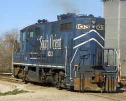 Now here's something you're not likely to see again - a former South Orient geep that used to pull the Tarantula back in early 2002