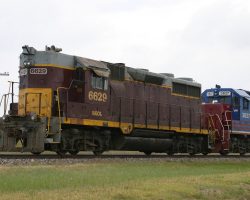 The first train I ran into on my June 2005 trip was actually this South Kansas & Oklahoma unit at Leoti, KS