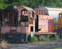 Here's an Alco switcher that had a nasty cab fire
