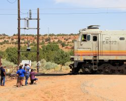 Locals, employees, and railfans alike were all out to mark the last day. Here's a bunch of locals at the Kaibeto crossing.