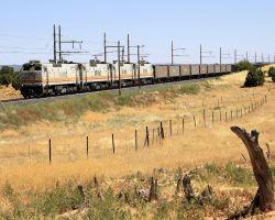 With 24,000 horsepower on the front, the train takes no time at all getting up to speed heading back to the plant.