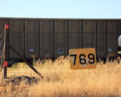 Most roads leading towards the track have these big number boards. This is the milepost of the crossing.