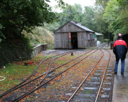 Walking through the Lhen Coan station, you'll find the line's modest yard and equipment house.