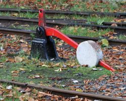An interesting bit in the yard - an Isle of Man Railways switchstand. Note the "IMR" in the base casting.