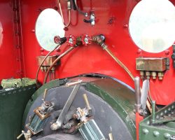 The boiler's backhead in the tiny cab. Pretty simple stuff.
