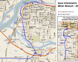 A map of Iowa Interstate's Milan Branch, for those unfamiliar with the operation