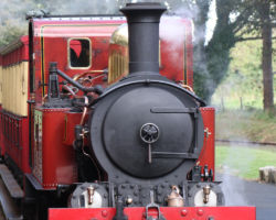 At Castletown, we meet the next westbound on the siding (er, I mean passing loop).