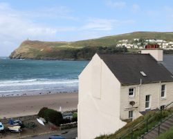 A look out over the Port Erin coastline. Despite looking like a beautiful day, there's a fiercely cold wind coming off the water.