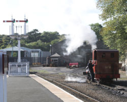#8 out and running around the Douglas yard.  The railway shops are just ahead and to the right.