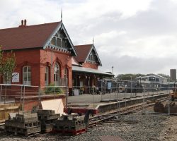 The Port Erin station is undergoing a bit of work. The railway is on the front, and the back side serves as a regional bus depot.