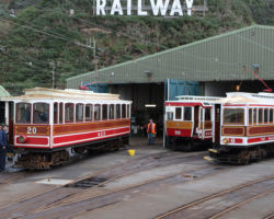 On my way north one morning, cars 20, 56, and 6 were all outside the car barn so I grabbed a shot.