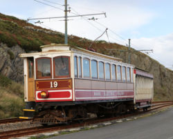Descending the grade into Derby Castle, #19 and trailer have about finished their day.