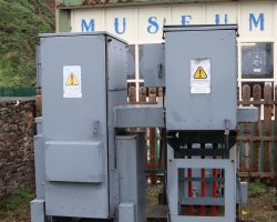 My understanding is that the museum site is near where the original 1893 steam power station would have been located. Today, this is the rather unremarkable power delivery mechanism, where the Manx utility grid feeds the railway.