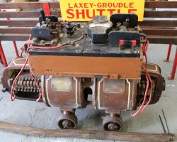 One of the interesting items to an electrical nerd like myself was this early welder. It's a motor-generator set that takes 550VDC trolley line power on one side and turns it into 100A welding current on the other side.