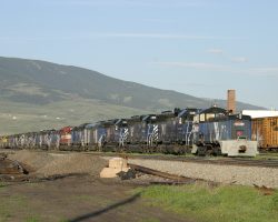 Anybody need a used locomotive? This looks to be the dead/return line from the failed I&M Rail Link operation, along with some various stored MRL units.