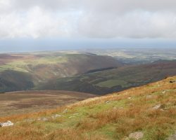 A view from the top of Snaefell, once the fog had blown through. This is looking northwest, where you can see all the way to the edge of the island and off into the Irish Sea.
