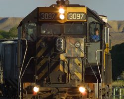 Getting the morning off to a good start, with DRGW 3097 rounding the corner at Whitewater, CO.