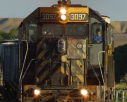 Getting the morning off to a good start, with DRGW 3097 rounding the corner at Whitewater, CO.