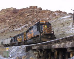 A trestle deep in the Gunnison River canyon, at old milepost 393.20