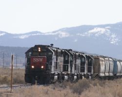 As the train approaches Blanca, it's accelerating out of the slow ordered track to the east and finally making good time towards Alamosa.