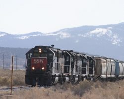 As the train approaches Blanca, it's accelerating out of the slow ordered track to the east and finally making good time towards Alamosa.