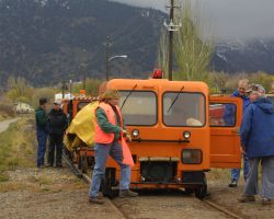 Everything's on the rails - just have to hook up the trailer to the front motorcar and things will be underway.