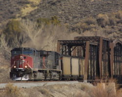 SP 186 and train crossing the north fork of the Gunnison at Austin