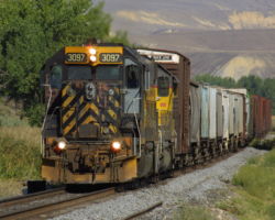 Coming in to Delta, and preparing to drop the woodchip cars.