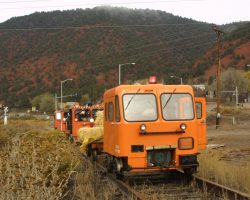 Passing over the last major grade crossing in the Glenwood area, we're making a quick stop before heading out into the open section of the line between here and Carbondale.