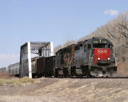 One of only a handful of these classic Rio Grande-style through-truss bridges left, this one is still in service just north of Antonito near milepost 279.