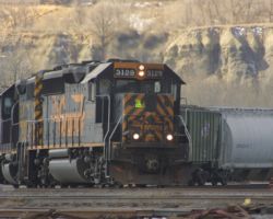 Coming around the curve on to true North Fork line