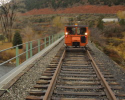 The line crosses over the Roaring Fork near the end of the run at Carbondale, CO