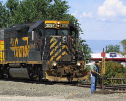 Lining the derail into the yard in Montrose