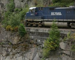 As you can see, the railway is perched on a very small ledge above the water at some points.