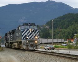 Snaking along the Sound on a cloudy August afternoon in Britannia Beach, BC.