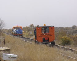 Disappearing into the snow, the three cars on the 1100h run head towards Carbondale. Meanwhile, I'm headed back to the hot springs for a little while - it's cold out here!