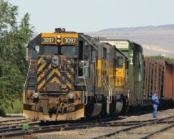 Elevator work completed, the crew sets out cars they don't need for the trip to Montrose