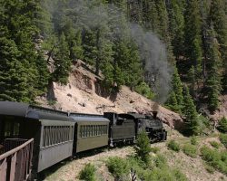 Here we are rounding Phantom Curve, so called because of the odd reflections caused by a locomotive headlight on the volcanic pillars and walls at night.