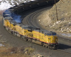 Moments after #32, UP 7541 shows up with the eastbound, headed for Wildcat to load