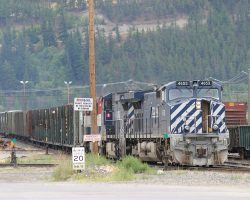 Changing crews at Lillooet and preparing to head out for Williams Lake. The cars off to the right are the PGNV that I was chasing earlier in the afternoon.
