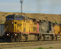 A westbound UP/Utah train stops at Helper for, well, helpers!