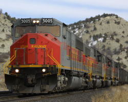 Leaving the summit behind, 5005 drifts downgrade west of Detour