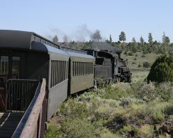 At this point, just beyond the Lower Whiplash, the line has gone from running through moutain forests to high desert country. The last fifteen miles into Antonito are in this or very similar terrain.