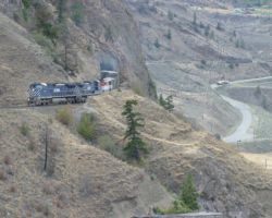 SQPG emerges from the tunnel at Gibbs, high on the canyon wall.