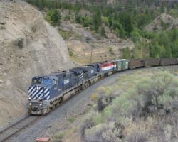 Shortly after the tunnel is this great curve, where the railway turns and goes under Hwy 97.