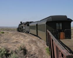 The Lava Loop really is a complete loop. While our train negotiates the main line, the lower and upper levels are connected by a very steep track, allowing for the turning of power and snowplows.