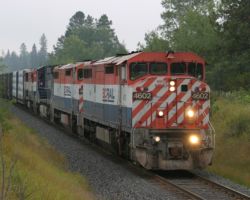 The 4602 North (NVPG) slows to take the siding for a meet at Dragon.