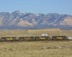Just above Mounds, Friday's empty dirt train creeps along